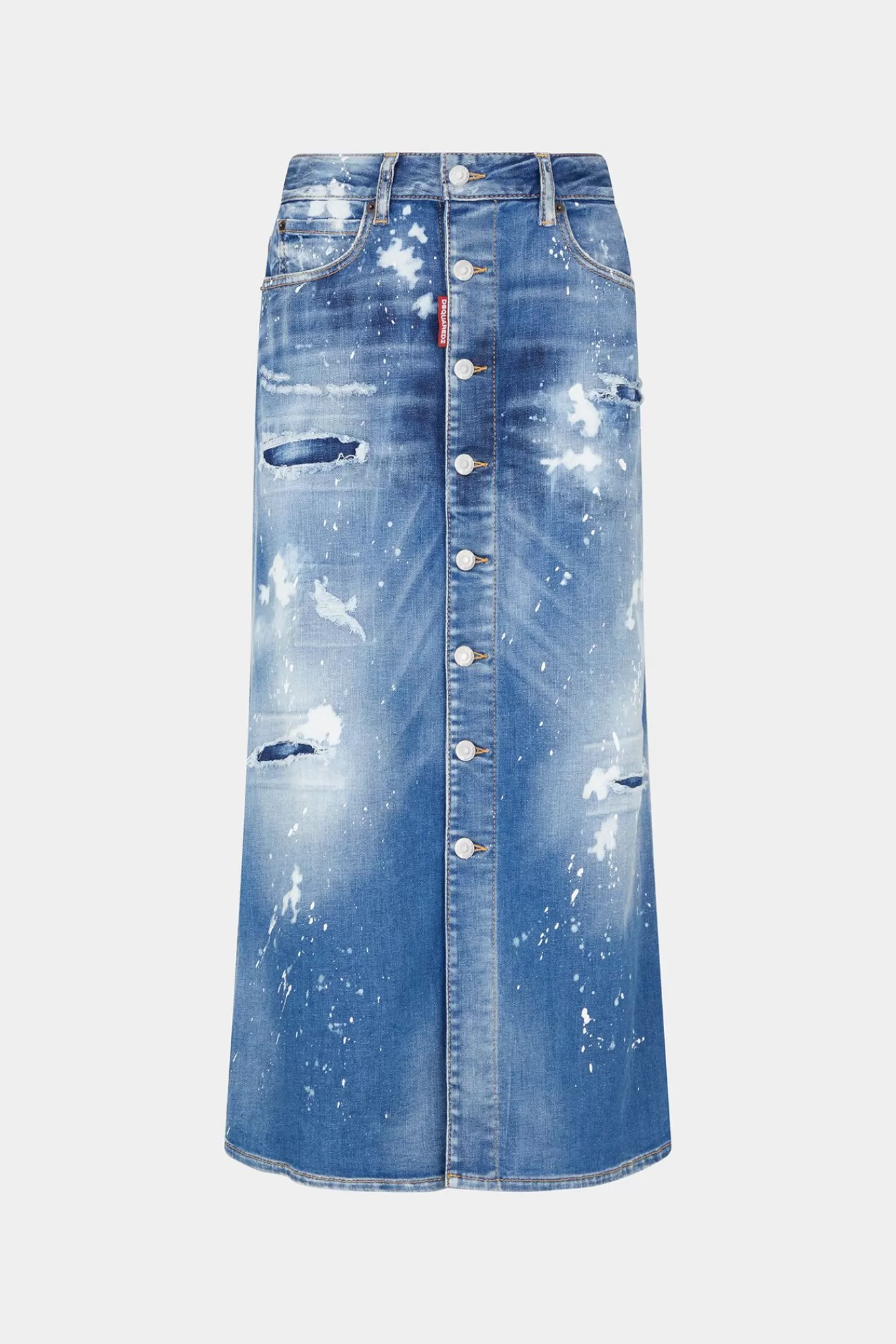 Rokken^Dsquared2 Medium Ijsvlekken Wassen Denim Lange Rok Marine