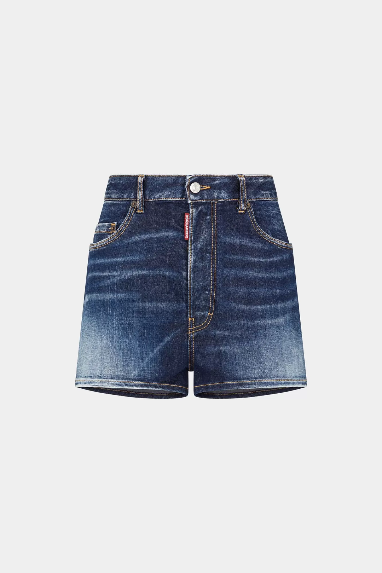 Korte Broek^Dsquared2 Middelgrote Denim Short Met Supersterwassing Marine