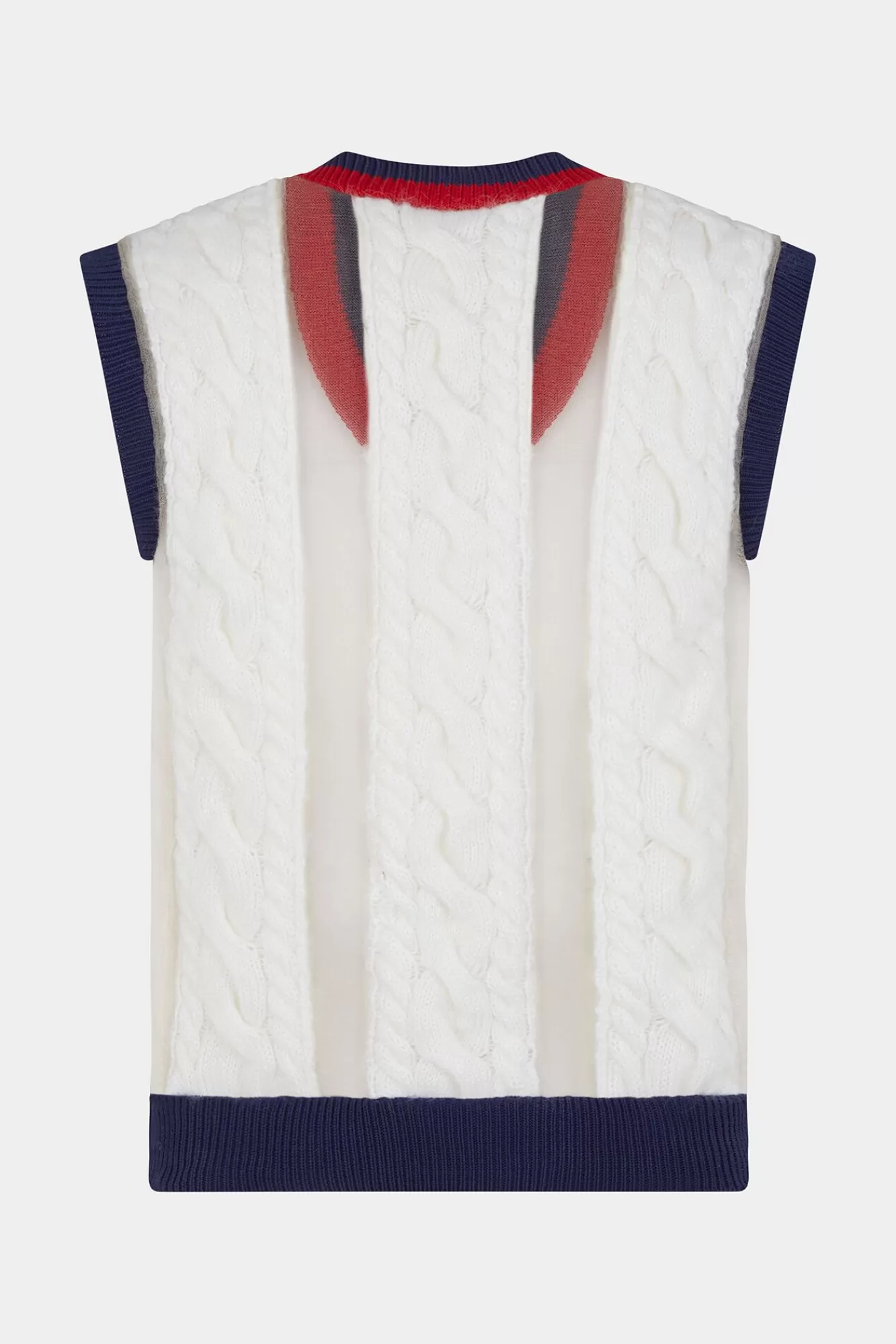 Gebreide Kleding^Dsquared2 Mohair Kabelgebreid Vest Gebloten Wit