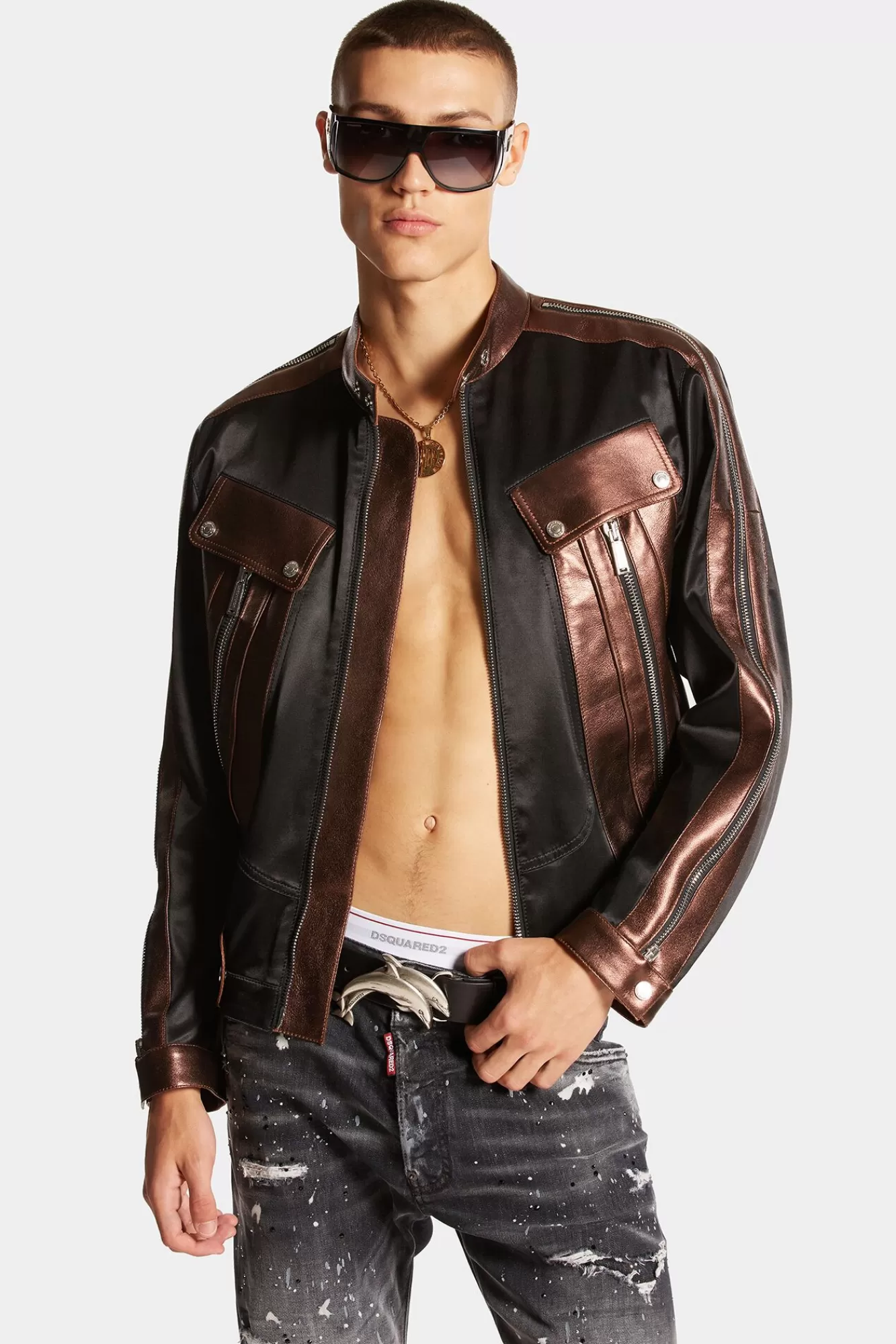 Jassen En Bovenkleding^Dsquared2 Nachtclub Bikerjack Zwart