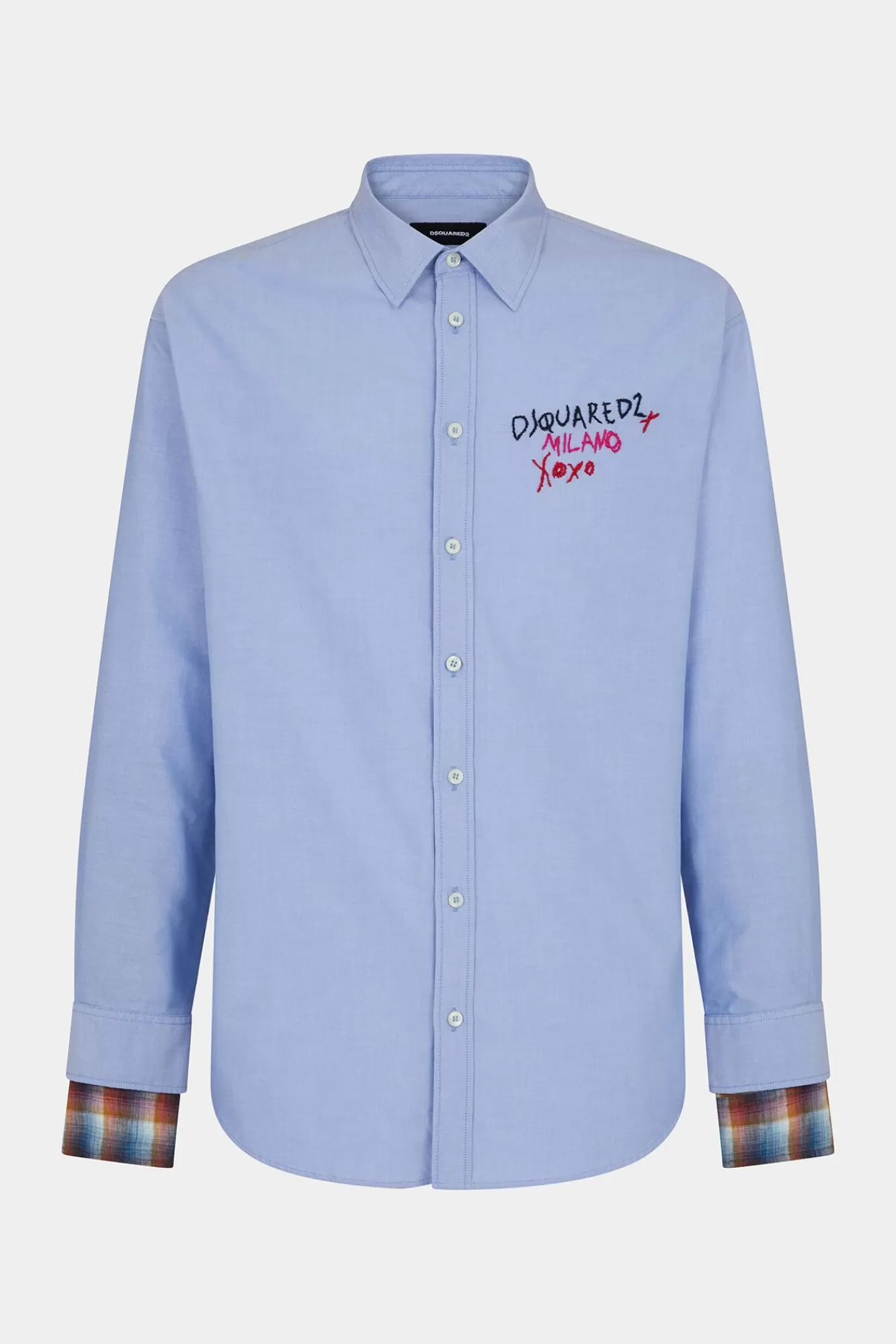 Overhemden^Dsquared2 Oxford-Shirt Met Gelaagde Mouwen Lichtblauw