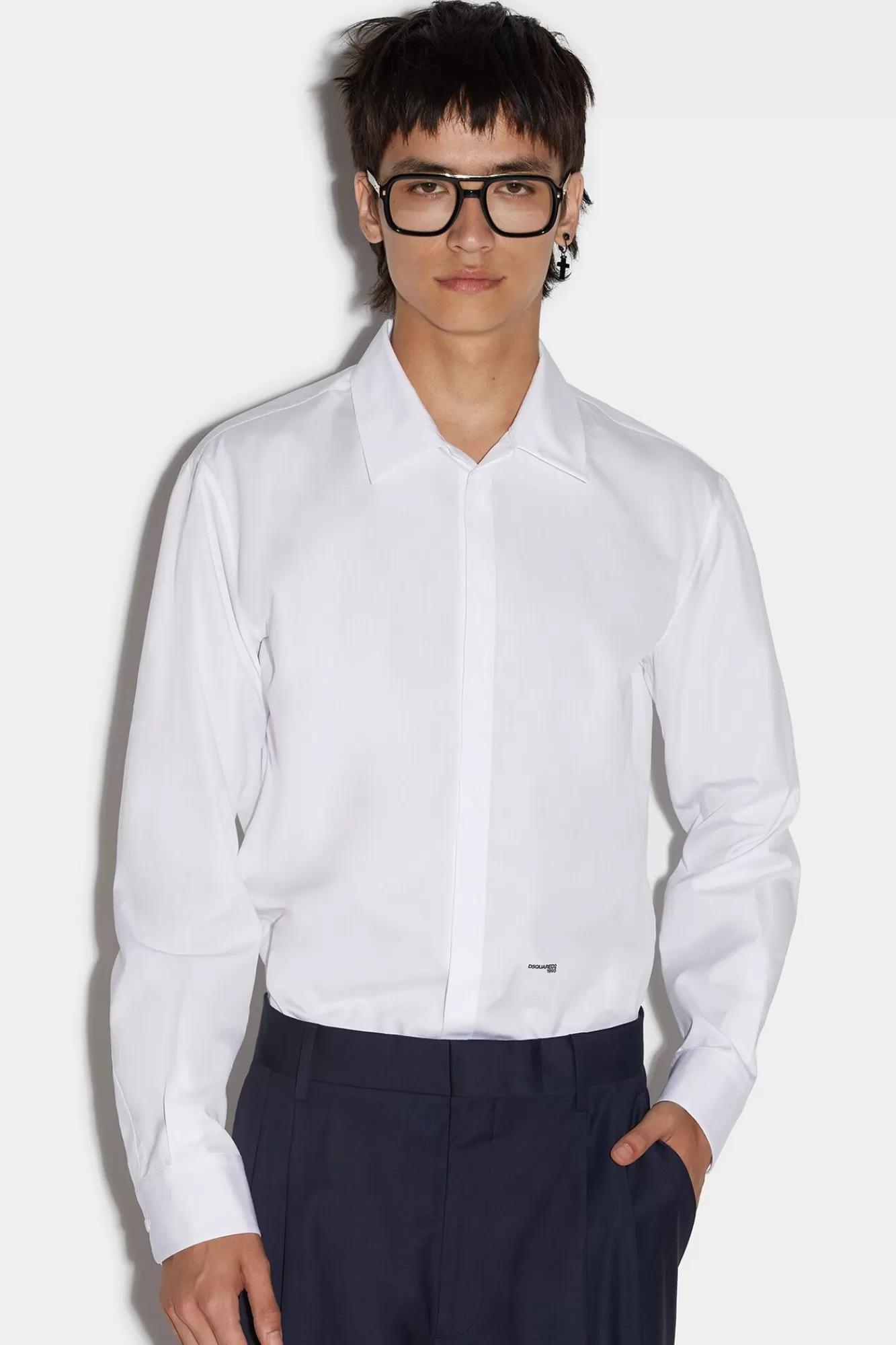 Overhemden^Dsquared2 Relaxed Dan-Shirt Met Nieuwe Kraag Wit