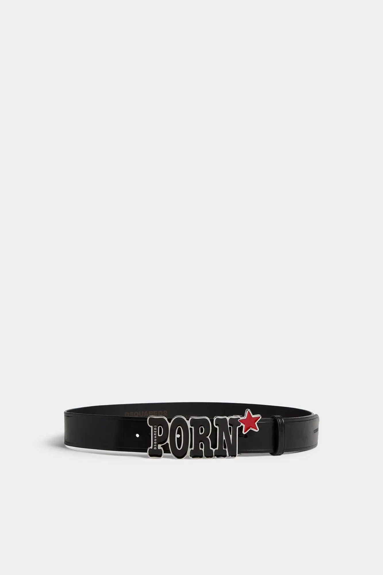 Riemen^Dsquared2 Rocco Plaquette Riem Zwart/Palladium