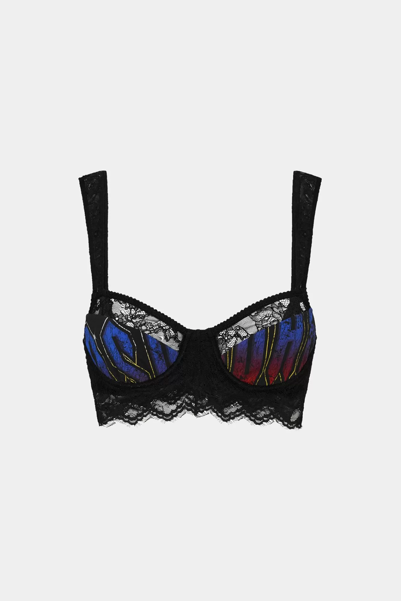 Ondergoed^Dsquared2 Sexy Balconette-Bh Met Punkprint Zwart