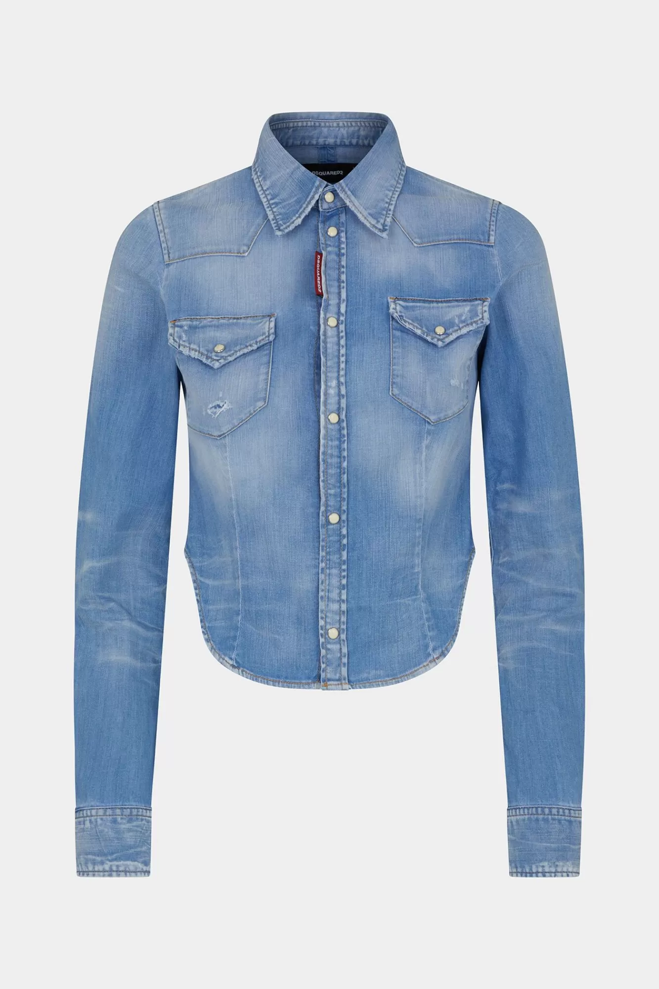 Overhemden^Dsquared2 Sexy Western Denim Overhemd Met Lichte Wassing Marine