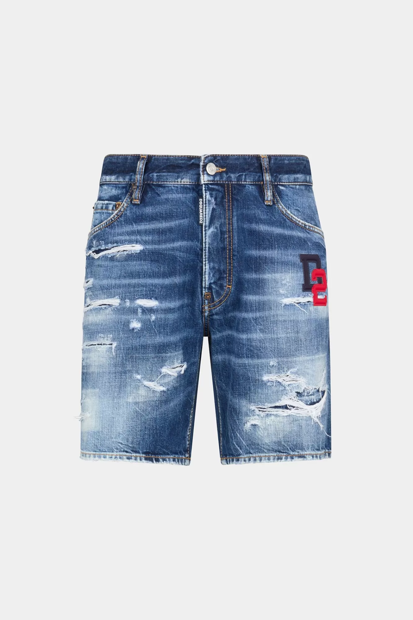 Korte Broek^Dsquared2 Short Met Donkere Gescheurde Wassing Marine