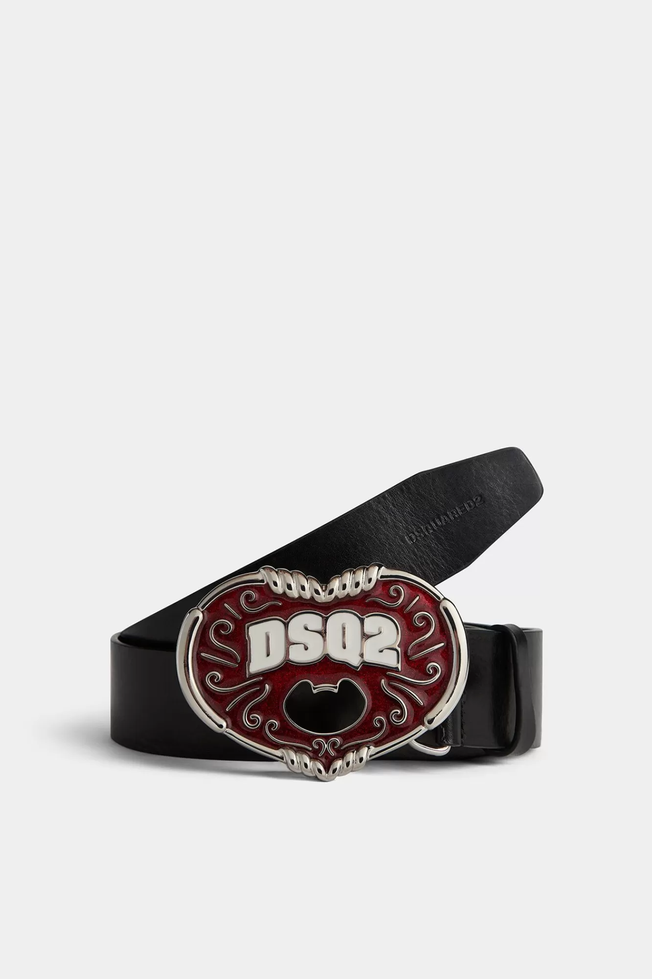 Riemen^Dsquared2 Souvenir Uit Canada Plaquetteriem Zwart