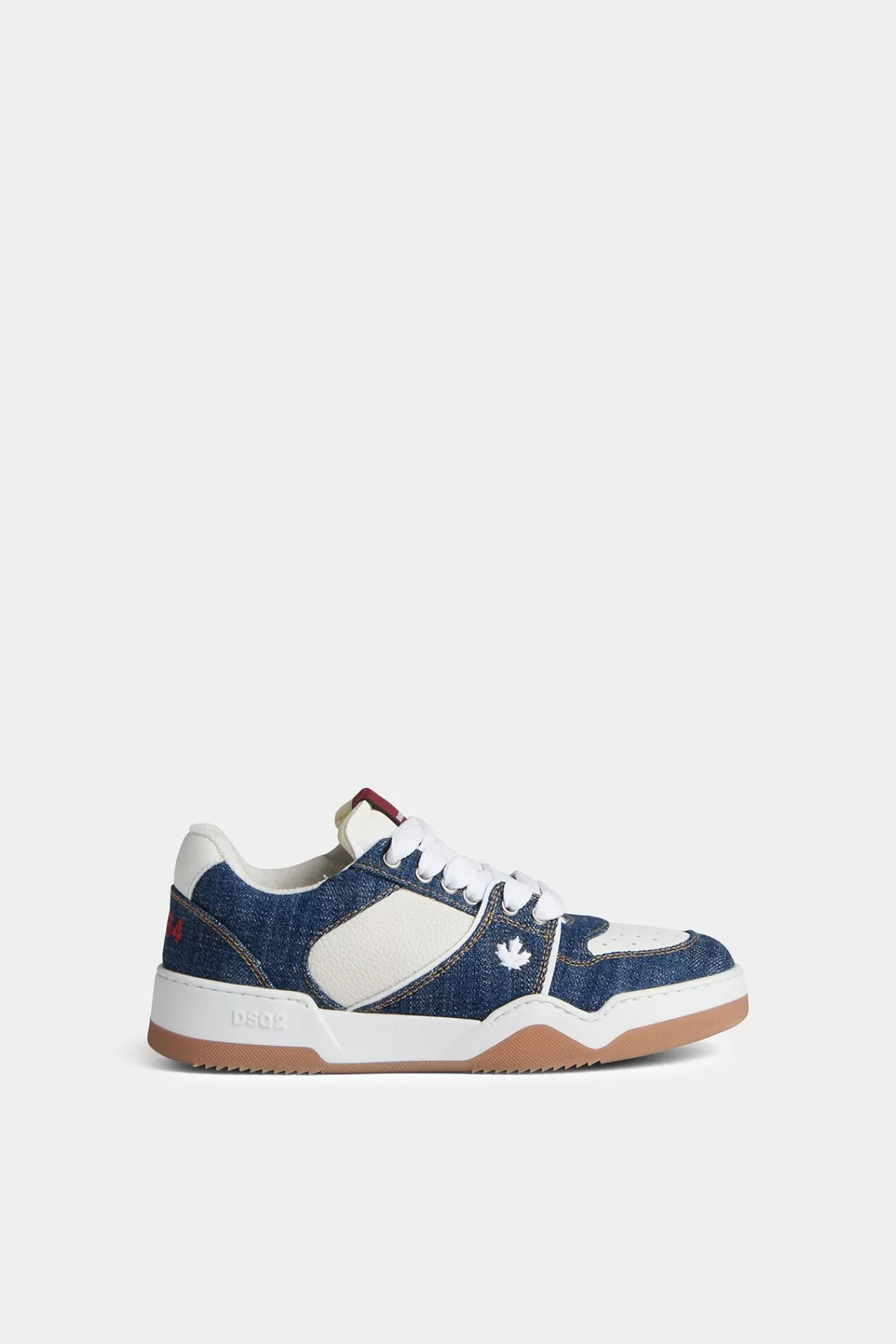 Sneakers^Dsquared2 Spiker-Sneakers Wit+Denim+Rood