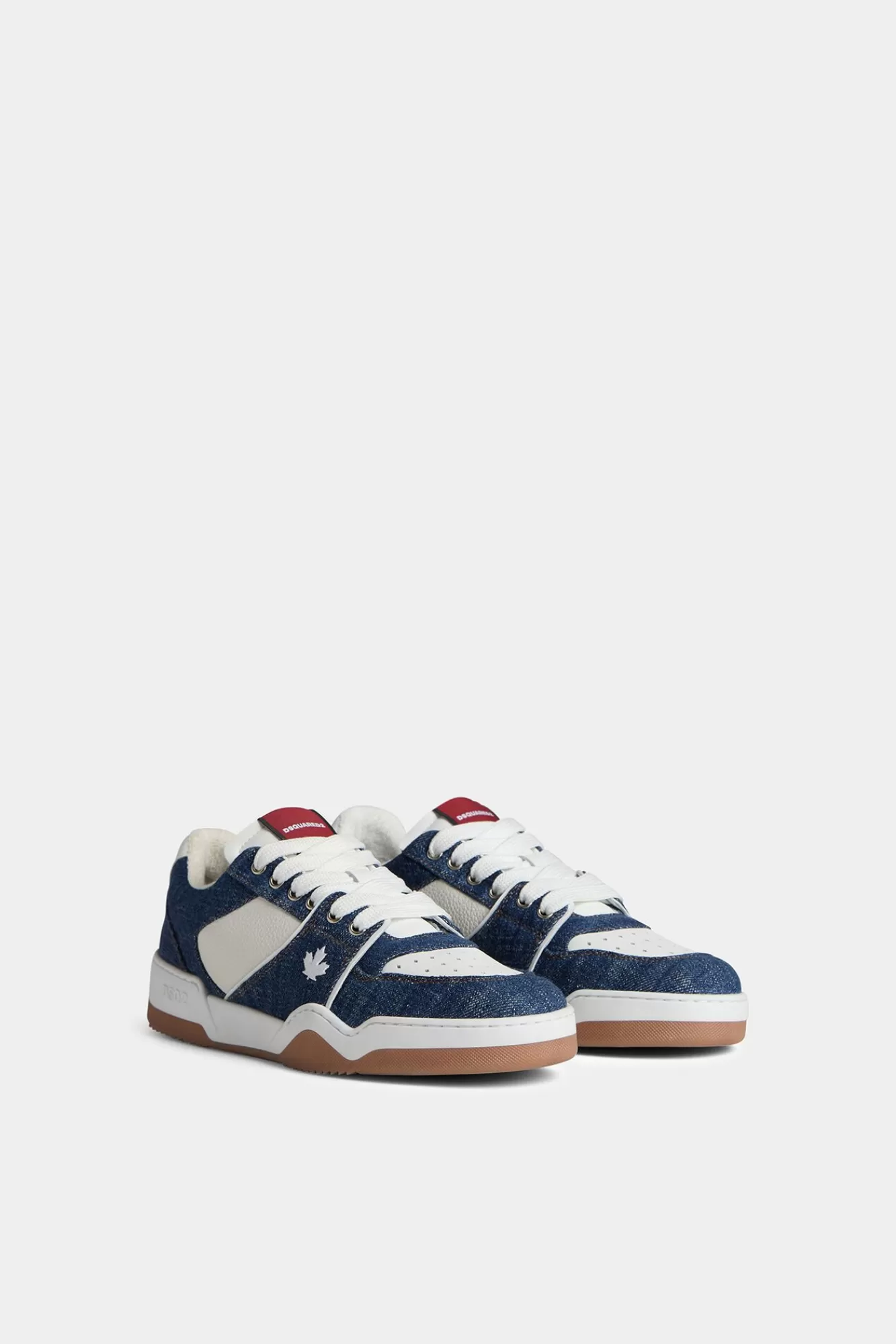 Sneakers^Dsquared2 Spiker-Sneakers Wit/Denim/Rood