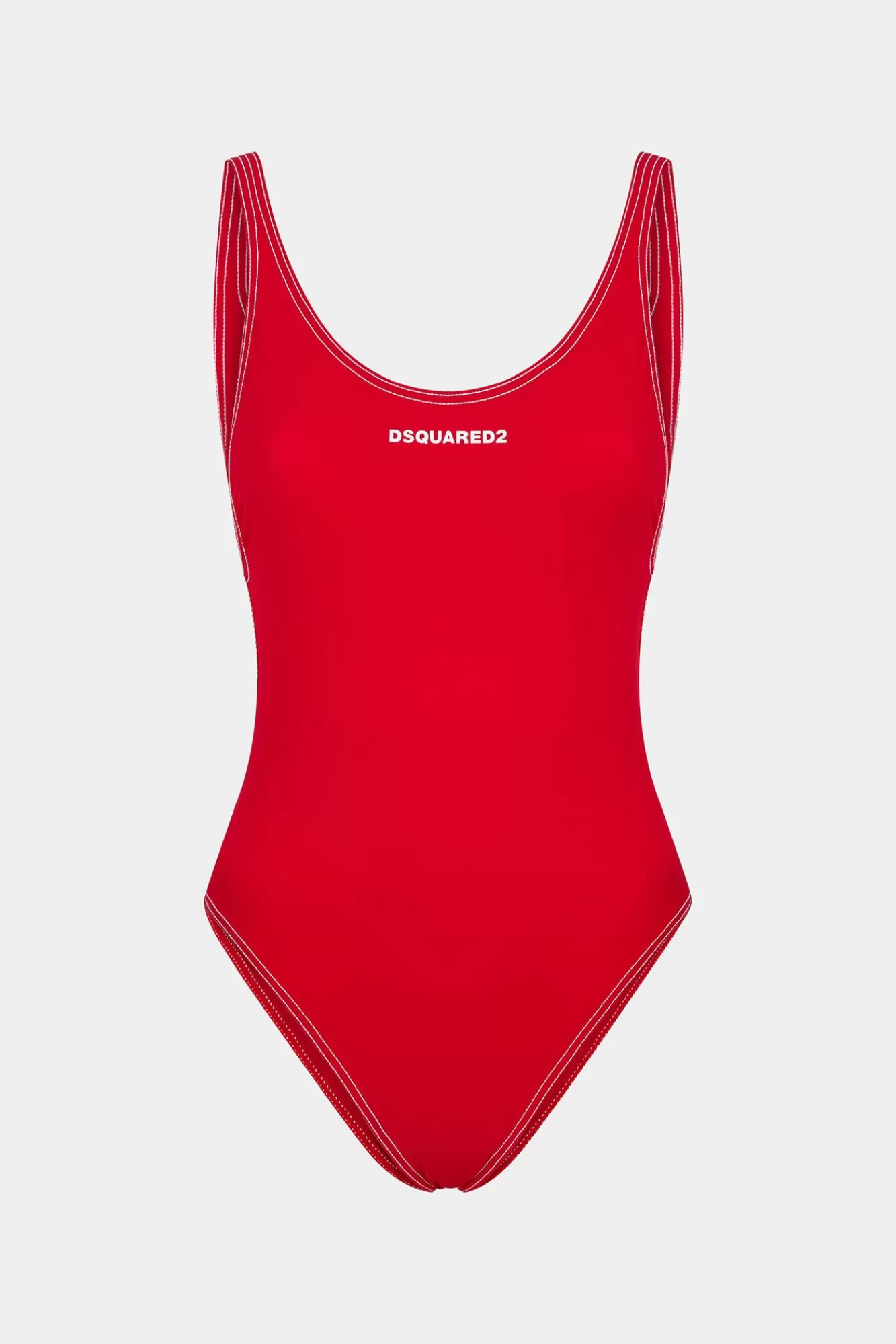 Strandkleding^Dsquared2 Sportieve Basis Uit Een Stuk Rood