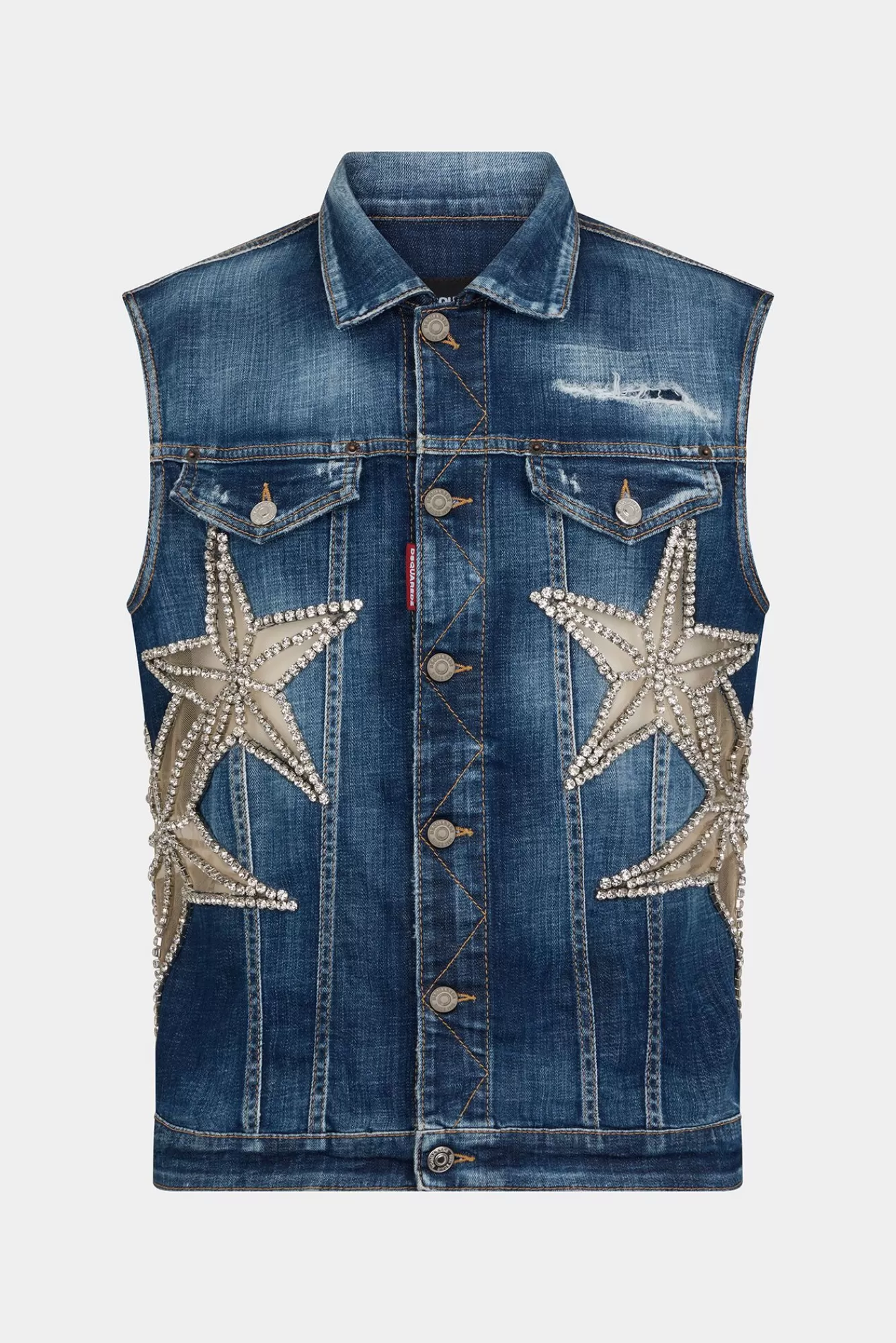 Jassen En Bovenkleding^Dsquared2 Sterrennacht Denim Klassiek Vest Marine