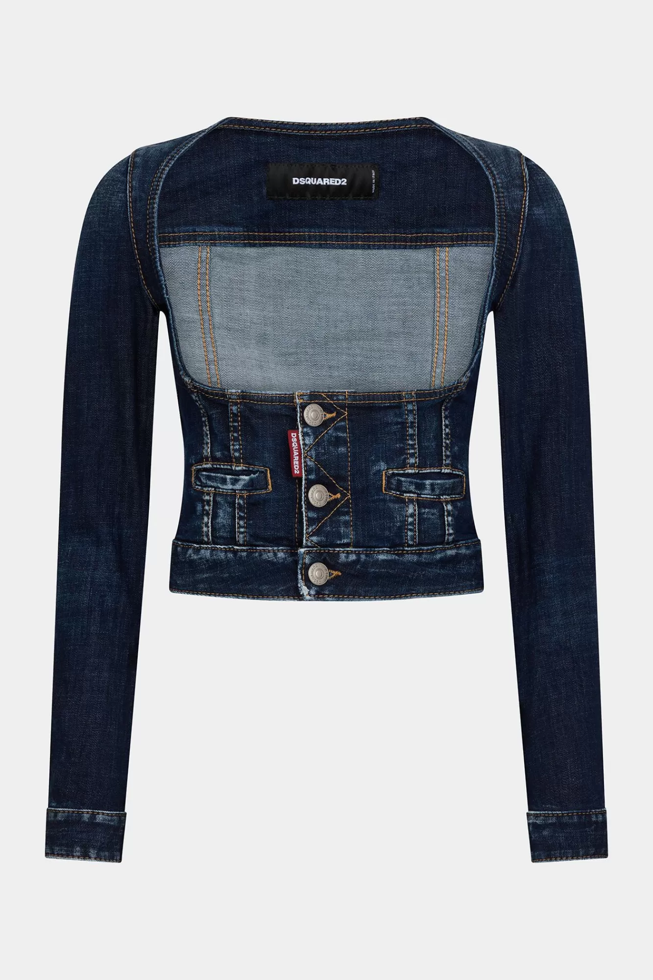 Jassen En Bovenkleding^Dsquared2 Stretch Denim Korsetjack Met Lange Mouwen Marine