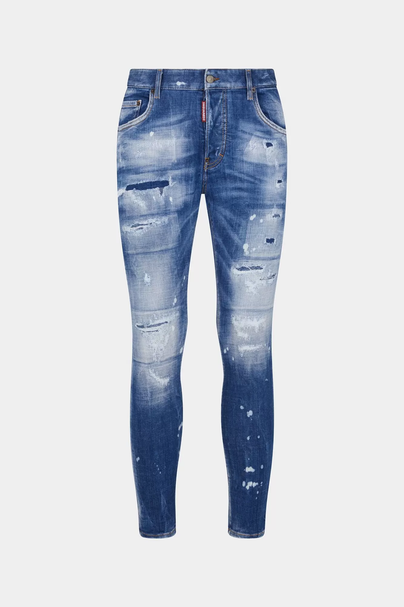 Jeans^Dsquared2 Super Twinky Jeans Met Medium Herstelde Scheuren En Wassing Marine