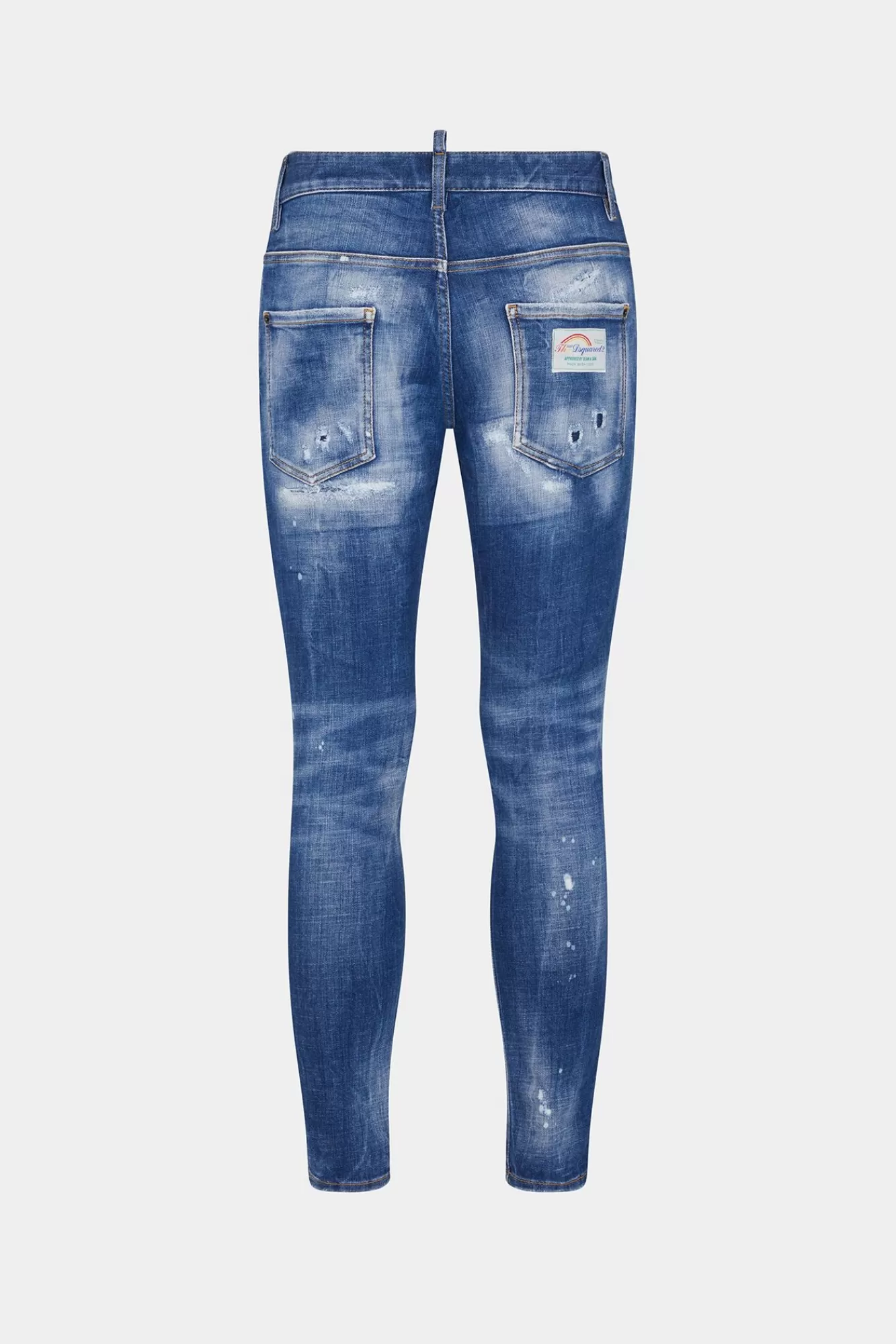 Jeans^Dsquared2 Super Twinky Jeans Met Medium Herstelde Scheuren En Wassing Marine