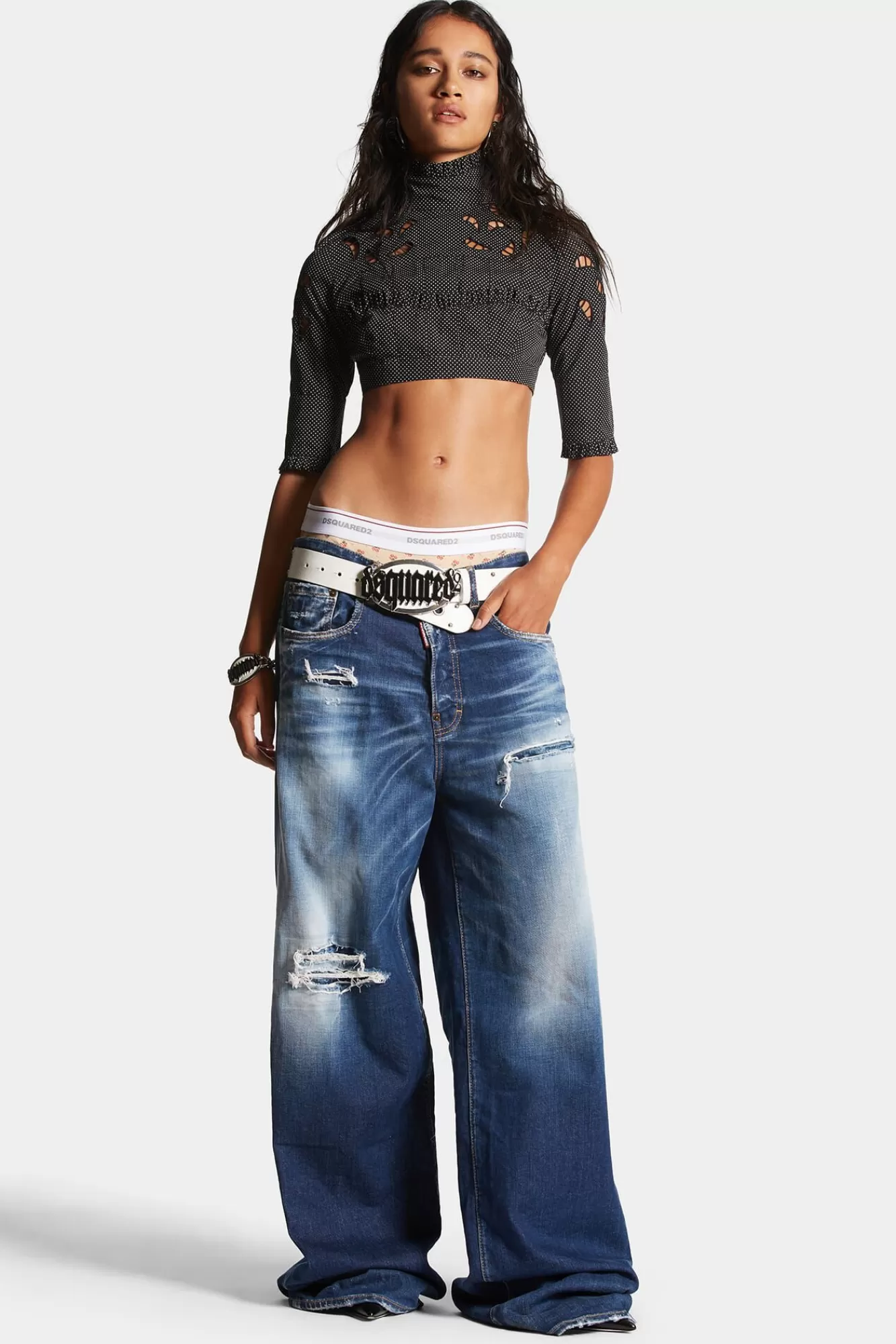 Jeans^Dsquared2 Travellerjeans Met Medium Gescheurde Kniewas Marine