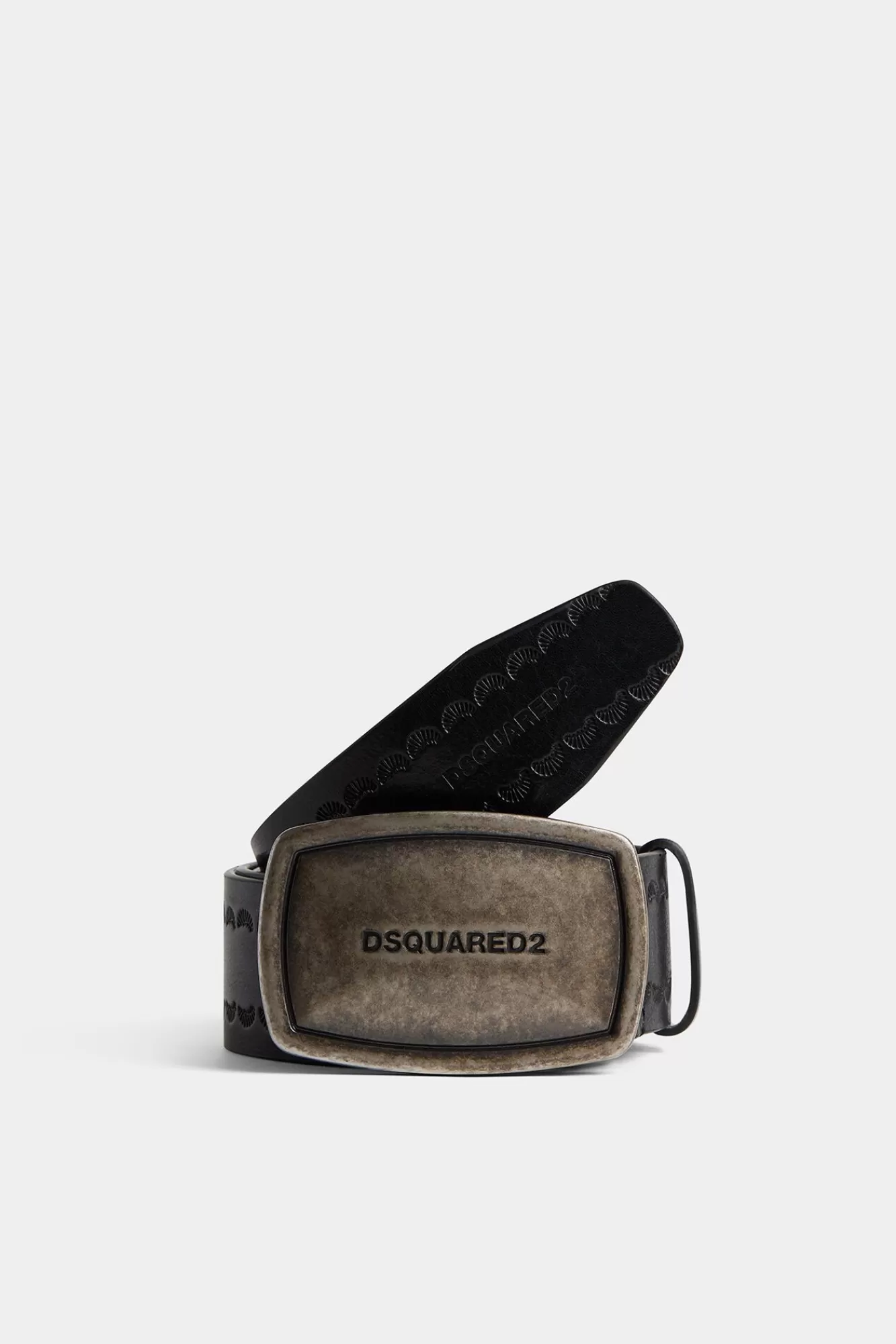 Riemen^Dsquared2 Vintage Plaquette Riem Zwart