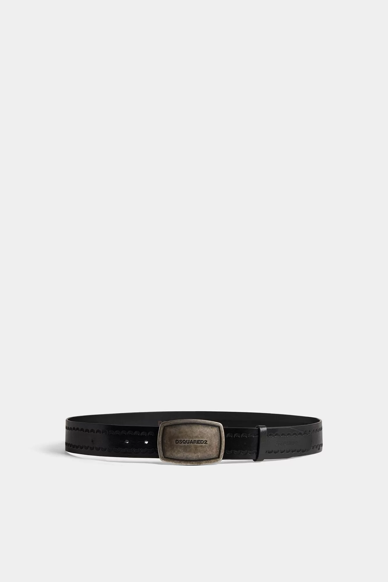 Riemen^Dsquared2 Vintage Plaquette Riem Zwart