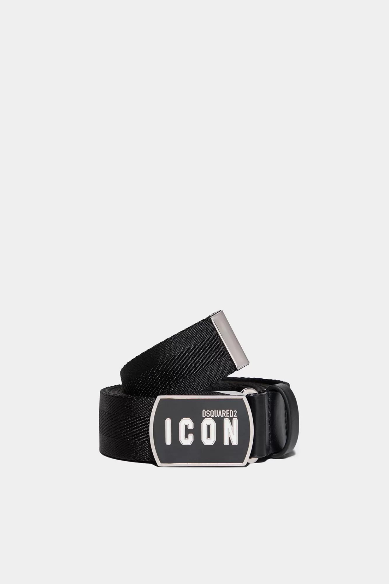 Riemen^Dsquared2 Wees Een Icoon Plaquette Riem Zwart