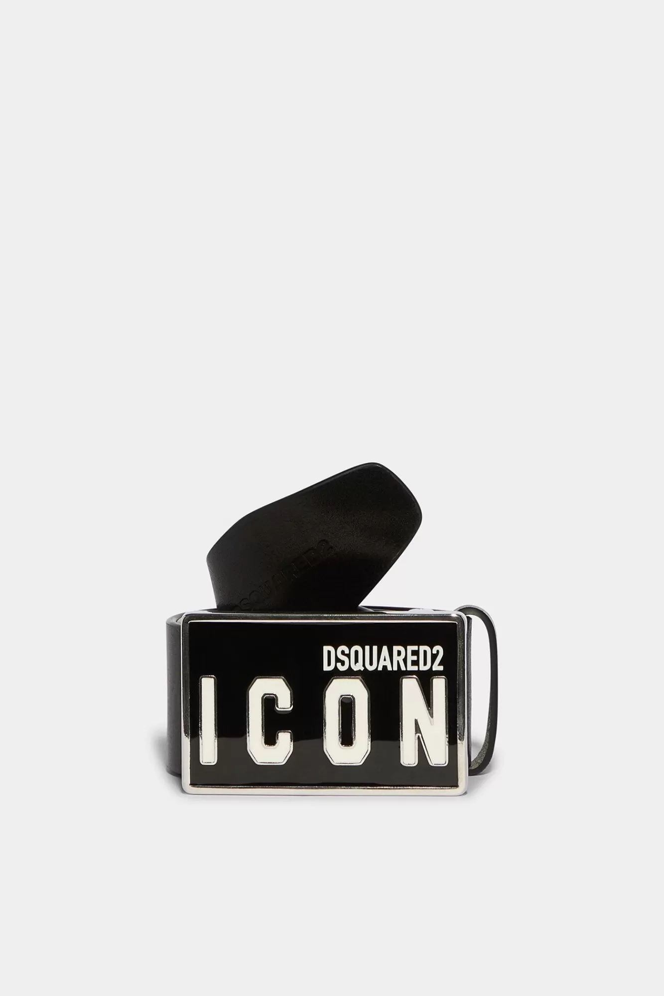 Riemen^Dsquared2 Wees Een Icoon Plaquette Riem Zwart Zwart